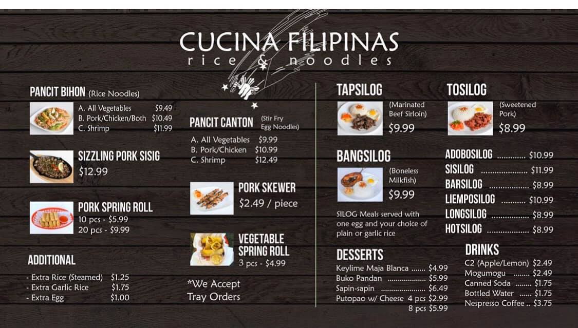 Philippines Rice Menu Cucina Filipinas rice & noodles. - Filipino Food
